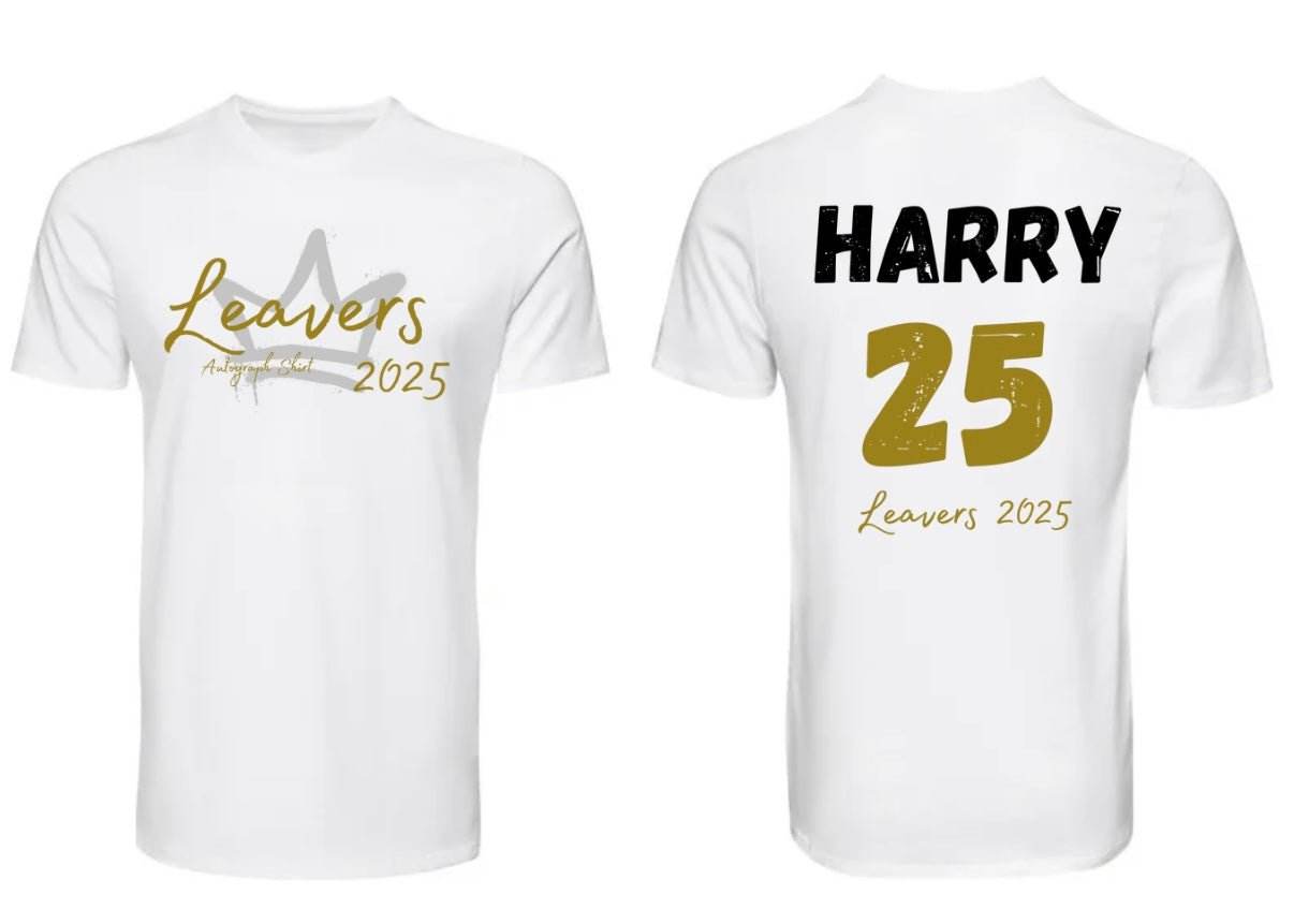 Personalised Children's Autograph School Leavers T-Shirts Available in All Sizes - Customisable Designs & Text Colours - Perfect for School leavers 2025 - Pj prints barnsley