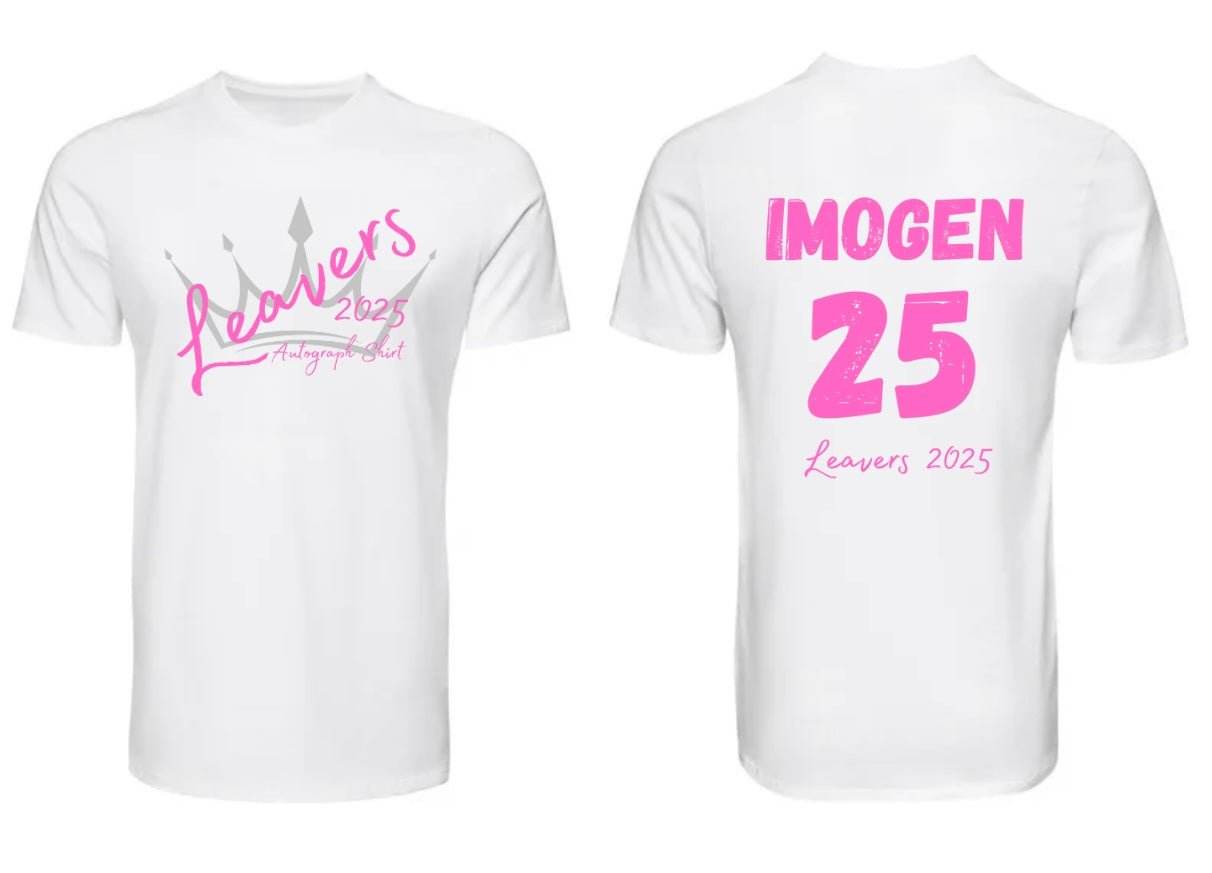 Personalised Children's Autograph School Leavers T-Shirts Available in All Sizes - Customisable Designs & Text Colours - Perfect for School leavers 2025 - Pj prints barnsley