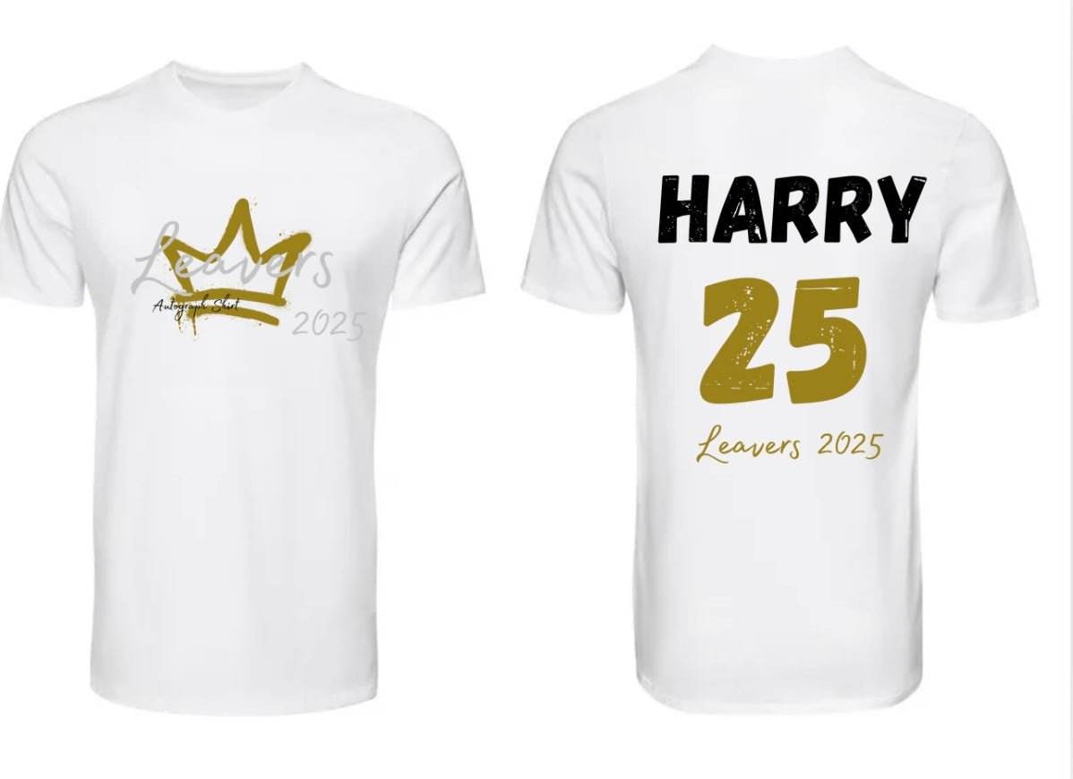 Personalised Children's Autograph School Leavers T-Shirts Available in All Sizes - Customisable Designs & Text Colours - Perfect for School leavers 2025 - Pj prints barnsley