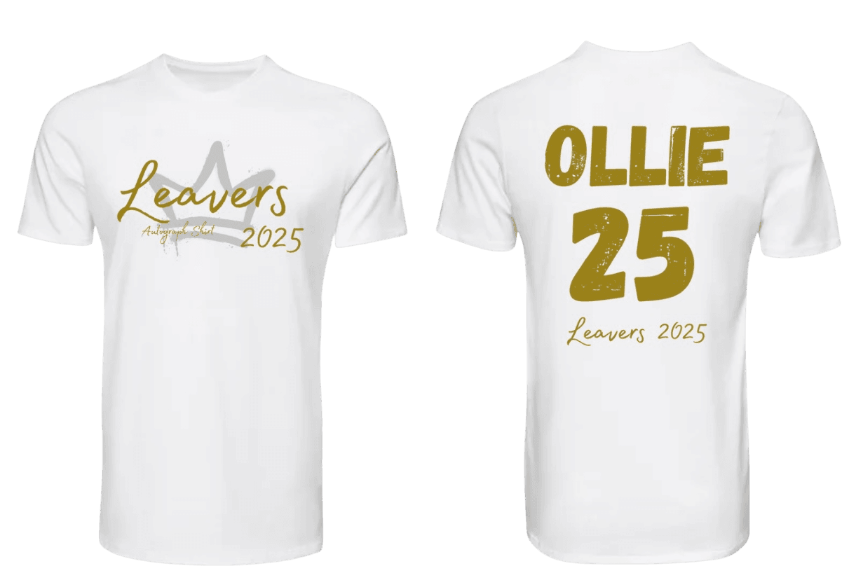Personalised Children's Autograph School Leavers T-Shirts Available in All Sizes - Customisable Designs & Text Colours - Perfect for School leavers 2025 - Pj prints barnsley
