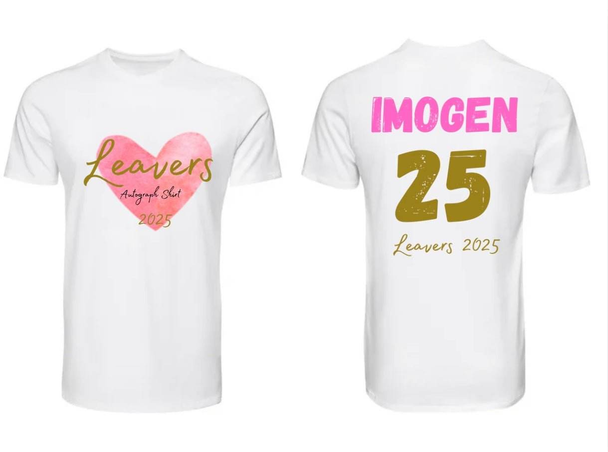 Personalised Children's Autograph School Leavers T-Shirts Available in All Sizes - Customisable Designs & Text Colours - Perfect for School leavers 2025 - Pj prints barnsley