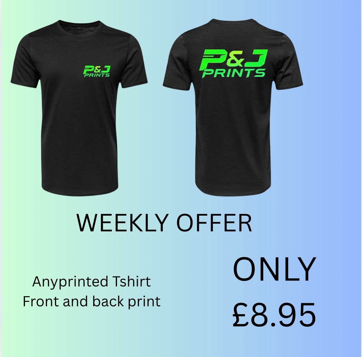 Special offer printed work t shirt- small print to left chest- large print to the back - Pj prints barnsley