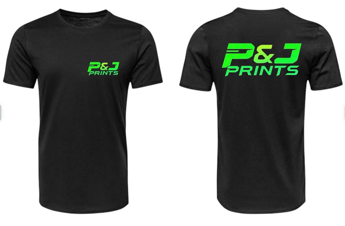 Special offer printed work t shirt- small print to left chest- large print to the back - Pj prints barnsley