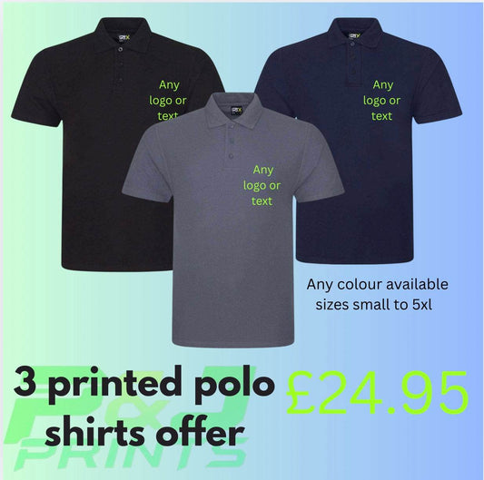 3 Printed Polo Shirts – Any Colour, Any Size - Pj prints barnsley