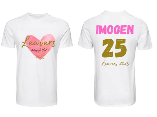 Personalised Children's Autograph School Leavers T-Shirts Available in All Sizes - Customisable Designs & Text Colours - Perfect for School leavers 2025 - Pj prints barnsley