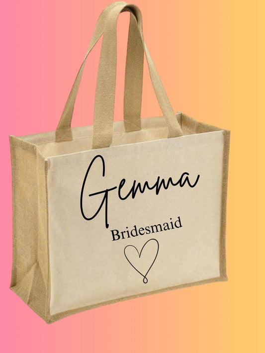 Personalised just bags for bridesmaids - Pj prints barnsley