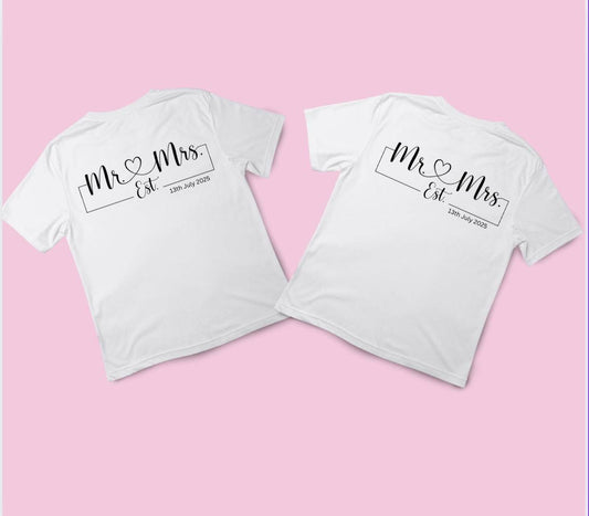 Personalised mr & Mrs t-shirts| customised | different designs - Pj prints barnsley