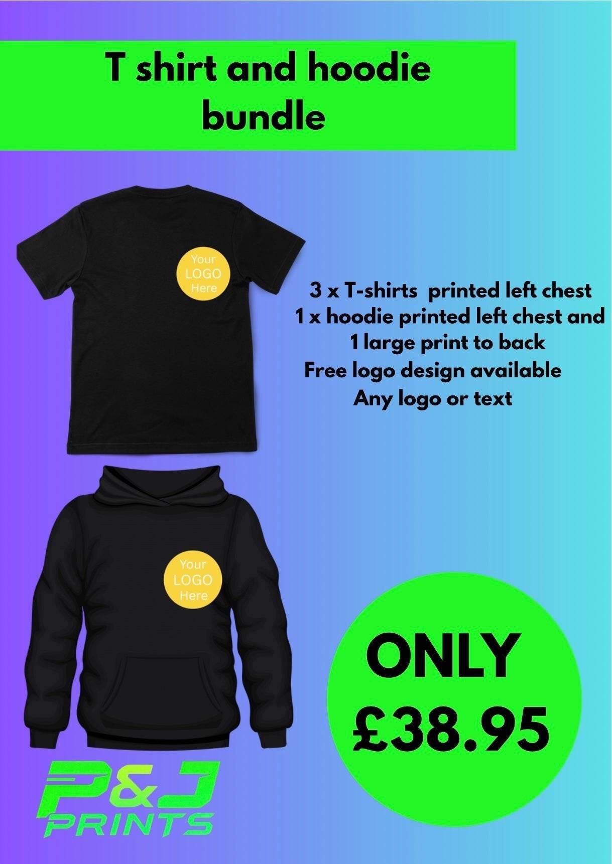 printed work wear T-shirt and hoodie bundle - Pj prints barnsley