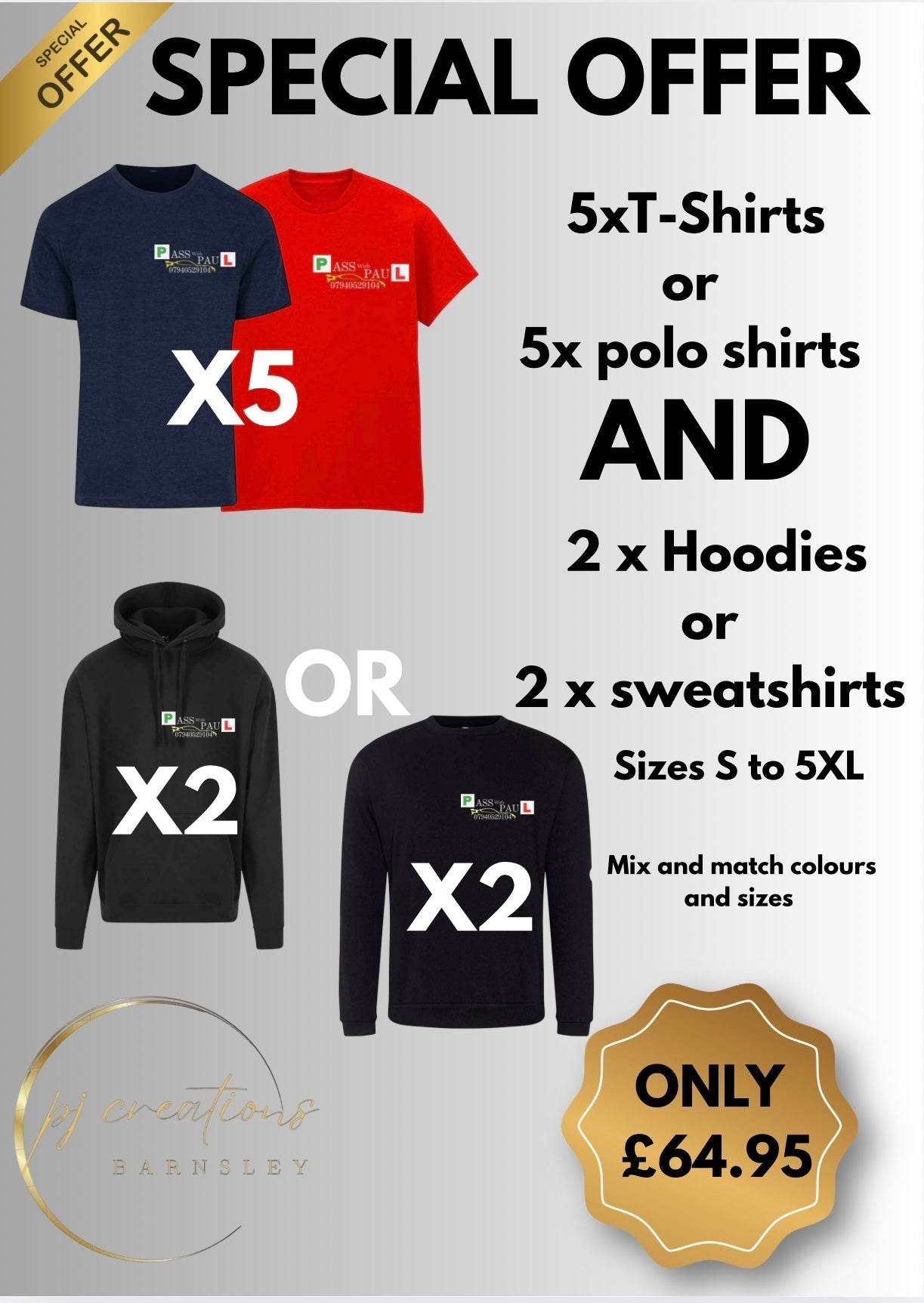 Printed work wear clothing bundle - Pj prints barnsley