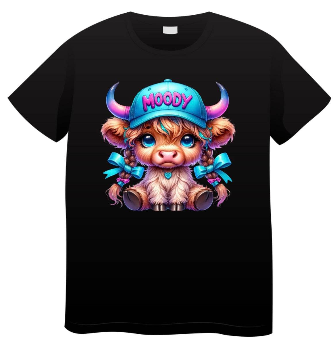 Printed Cute Highland Cow Ladies T-shirts - Fashionable Animal Design Top for Women - Pj prints barnsley