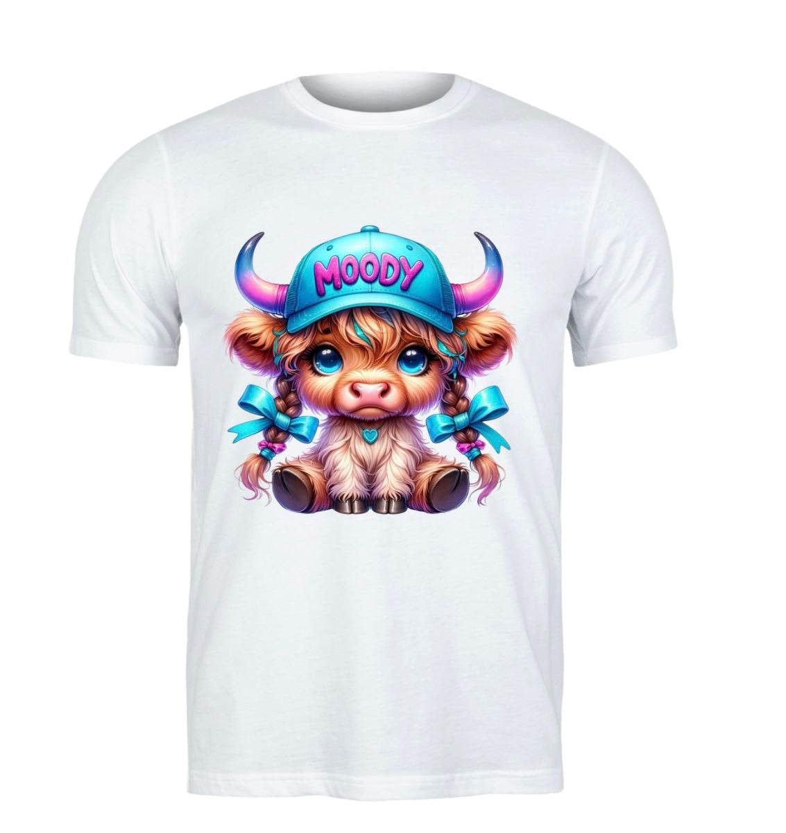Printed Cute Highland Cow Ladies T-shirts - Fashionable Animal Design Top for Women - Pj prints barnsley